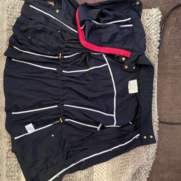 CAMBRIDGE navy windbreaker jacket hooded sz L womens - Picture 8 of 9